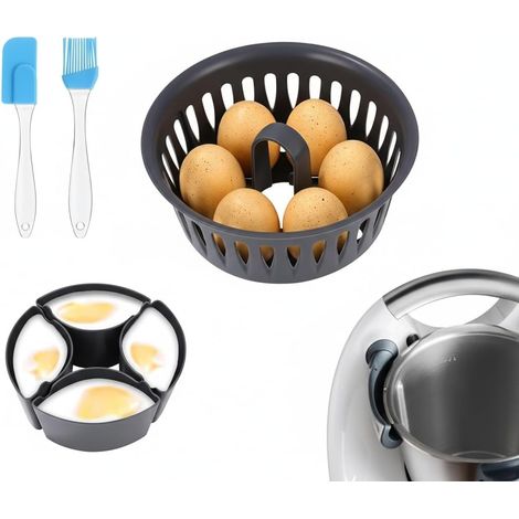2 in 1 Egg Cooker for TM6 TM5 TM31, Accessory for Poached Eggs and Hard Boiled Eggs, Food Grade PP Egg Holder BPA Free with Spatula and Brush (1/5)