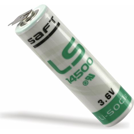 SAFT Batterie au lithium LS 14500-2PF, AA, 1/1 Print +/-, 3,6 V-, 2600 mAh
