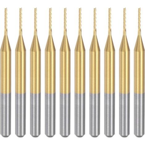 FENOPLASTICAFraises à graver en carbure de titane, 10 pièces, fraises CNC pour machine PCB, tige de 0,8 mm, revêtement en titane (1/4)