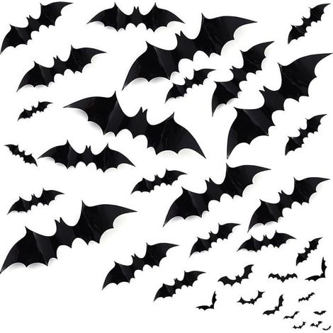 60 stickers muraux chauve-souris d'Halloween - Décorations d'Halloween - 4 tailles - Pour mur/chambre/jardin (1/5)