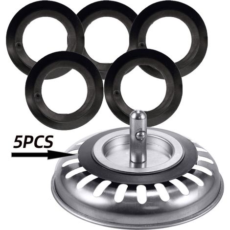 5-teiliges Dichtungsset für Küchenspülen, Silikondichtung für Filterkörbe, Ersatz-Gummidichtung für Spülen, 54 mm Außendurchmesser, 32 mm Innendurchmesser, Dichtung für Küchenabflussstopfen
