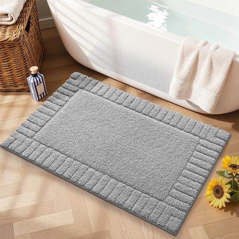 Alfombrilla de baño antideslizante, lavable a máquina, de secado rápido, apta para ducha y bañera, gris claro, 50 x 80 cm (1/5)