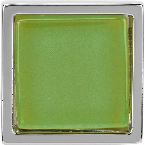 Poignée de tiroir à un trou, bouton de cuisine, poignée de placard (forme carrée), chromée verte (1/5)