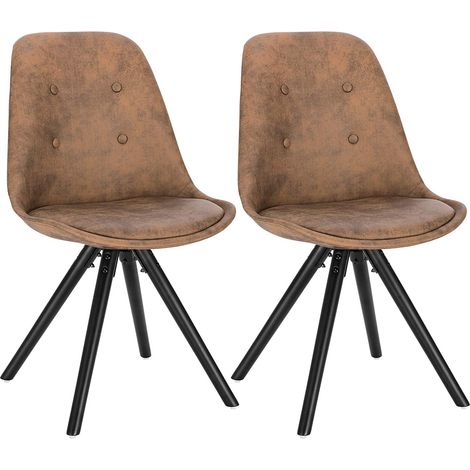 Lot de 2 Chaisess de salle à manger WOLTU, Chaises de cuisine, Siège en tissu scientifique, Pieds en bois massif, Brun Foncé (1/4)