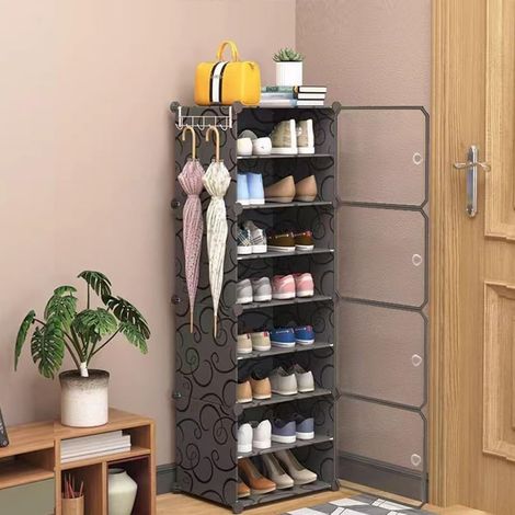 TRADE SHOP - Scarpiera A 8 Strati Modulare Con Porta Ganci In Metallo Portascarpe Per Ingresso Camera - (1/5)