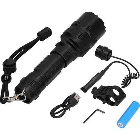 Lampe torche LED rechargeable puissante 1200 lumens, lampe de poche portable avec 5 modes d'éclairage, dispositif d'éclairage haute puissance mains libres. (1/5)