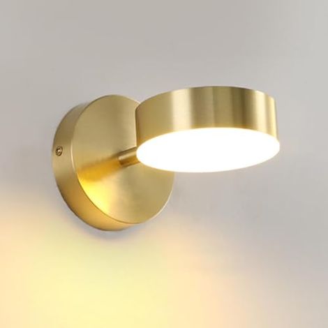 Appliques LED Dorées Lampe Murale Pivotante 350 Moderne Minimaliste Tri-Couleur Appliques Murales,Luminaire Mural pour Chevet,Salle de Séjour,Salle de Bains,Chambre à Coucher,Couloir (B Type) (1/5)