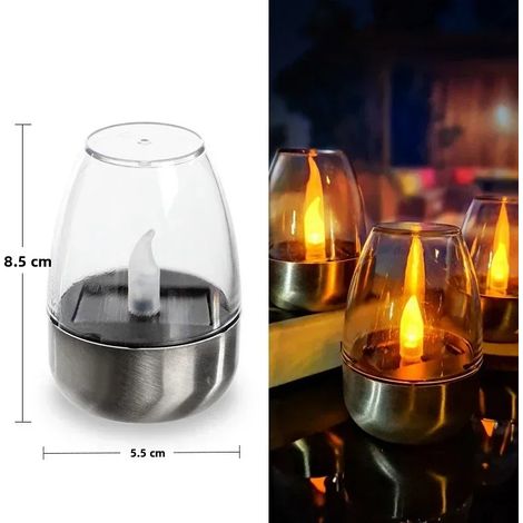 Bougie solaire LED rechargeable sans flamme, idéale pour la décoration de jardin et de mariage, étanche.
