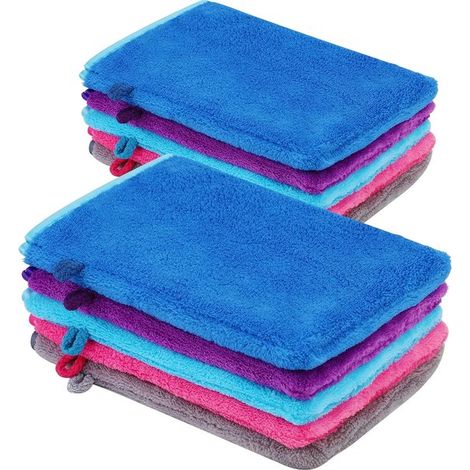 10er-Pack Mikrofaser-Waschhandschuhe,weicher Flanell-Gesichtshandschuh,wiederverwendbare Make-up-Entferner-Handschuhe,15 x 21 cm,5 Farben (1/5)