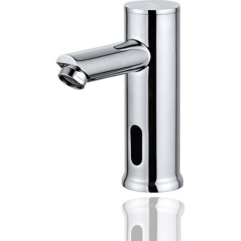 HOMSSY Grifo Electrónico Bajo con Sensor, Grifo Automático de 1 Agua, Sensor Infrarrojo sin Contacto, Mezclador de Agua Fría y Caliente, Latón Cromado Resistente (1/4)