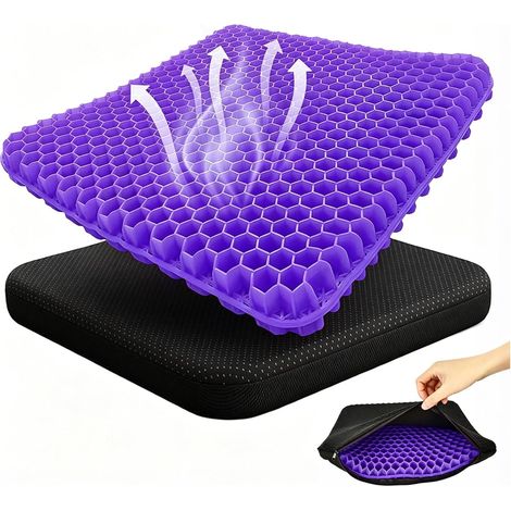 Coussin de Chaise, Coussin de Siège en Gel Coussin Anti escarres Grand Coussin Chaise Bureau avec Housse Antidérapant Coussin de Gel Respirant Coussin Coccyx Ergonomique pour Voiture/Fauteuil Roulant (1/5)