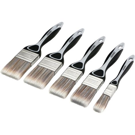 Draper 5-Piece Flat Paint Brush Set with Soft Grip Handles for Professional and DIY Painting Projects