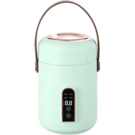 Mini cuiseur à riz, chauffage efficace, isolé, portable, multifonction, pour soupes, porridges et ragoûts, idéal pour la maison, le bureau ou une résidence étudiante (vert). (1/5)
