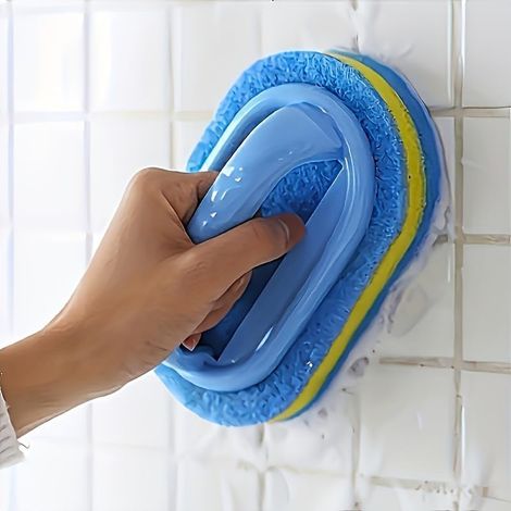 KOWOLL Brosse de nettoyage multi-usages, éponge de douche, brosse de nettoyage, manche robuste et confortable (1/5)