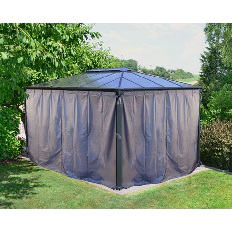 Palram – Set de rideaux pour tonnelle 4 pièces – Polyester waterproof gris – Installation facile avec zip – 704056 (1/5)