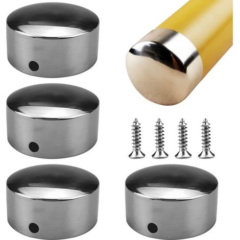 4 Pcs Embout De Main Courante Acier Inoxydable, Couvercle D'ExtréMité De L'Accoudoir Super Mince De 0,4 Mm,Embouts Ronds Pour Rampe D'Escalier, Avec 4 Vis En Acier Inoxydable(50mm) (1/5)