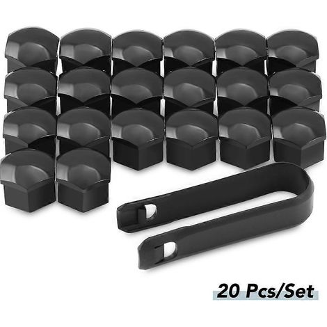 Lot de 20 cache-écrous de roue pour Peugeot 208, 308, 508, 3008, 5008 et Citroën C4, DS3, DS5 et DS6. Couleur : Noir. (1/4)