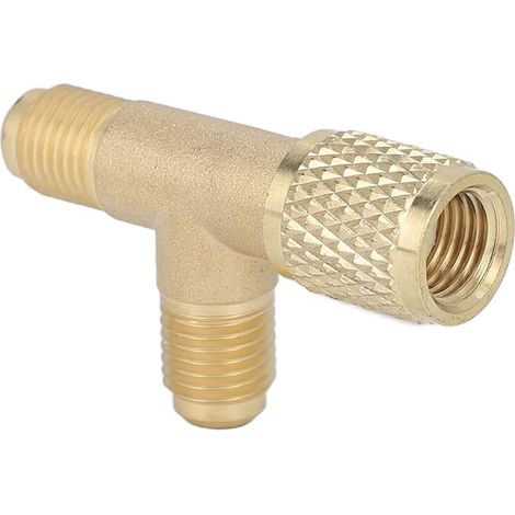 T-Adapter Valve Core 1/4'' with Swivel Connector Vacuum Pump A/C Fittings Low Loss Quick Coupling Hvac Tee Access Tee for Pump Manifold (1/5)