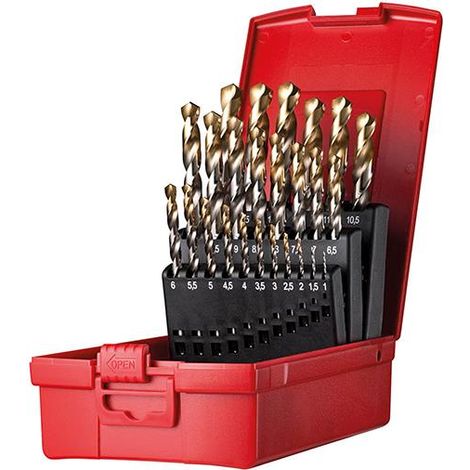 Spiralbohrer Set 1-13mm x0,5 in A002 in Box 118G Typ N 4xD 25tlg. Tin Tip A09520 (1/5)