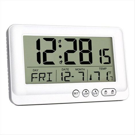 1 Réveil Numérique à Piles, Double Alarme, Écran LCD 170°, Affichage Date Température, pour Chambre Bureau Voyage (1/5)