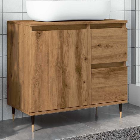 vidaXL Armadietto da Bagno Rovere Artigianale 65x33x60cm in Truciolato (1/6)