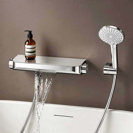 doporro Système de Douche avec Douchette Douche à Main Robinet Baignoire Pommeau de Douche Chromé Mitigeur Salle de Bain 3 Modes de Sortie d’Eau Oryntex-03