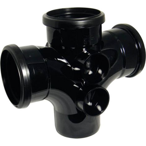 FloPlast 110mm Soil Double Branch 92.5 Degree Black Pipe