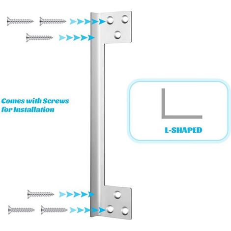 Tapa protectora de acero inoxidable en forma de L，juego de 2，cubre el espacio entre la cerradura y el marco de la puerta (plateado，11 pulgadas) (1/5)