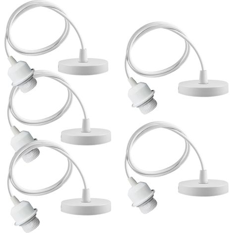 5 Pack E27 Lamp Hanger, 150 cm Adjustable Cable with Removable Screw Ring, E27 Lamp Pendant with Screw Ring, Lamp Holder with Mounting Ring, Hanging Lamp (1/5)