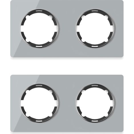 Plaque de finition Garda, en verre, horizontal, 2 postes (lot de 2) - gris