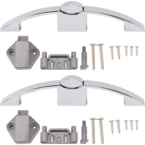 2 jeux de boutons poussoirs, serrure d'armoire, bouton de placard avec poignée pour camping-car, bateau, espacement des trous de 128mm (chrome) (1/5)
