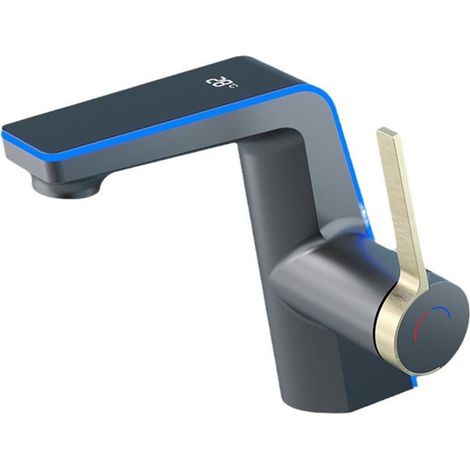 Robinet pour vasque, laiton, gris, monocommande, pour lavabo (1/5)