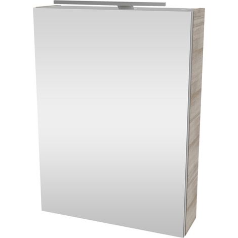 Fackelmann A-VERO Spiegelschrank mit LED-Beleuchtung – Alibertschrank für Bad und Gäste-WC (50 x 68 x 15,3 cm) – SBC Badschrank mit Spiegel in Holz Grau – Tür links"-"86154 (1/5)