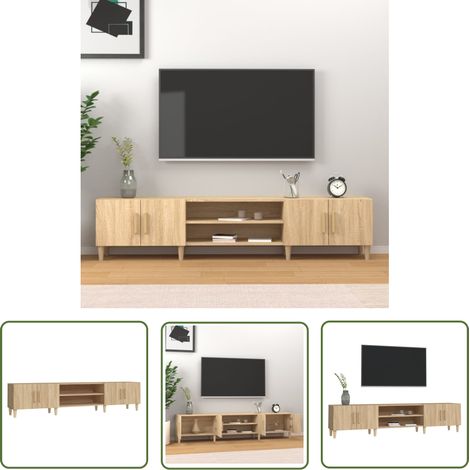 The Living Store Meubles TV chêne sonoma 180x31,5x40 cm bois d'ingénierie - Meuble Tv - Meuble Téléviseur - Support Tv - Unité Tv - Design Moderne (1/5)