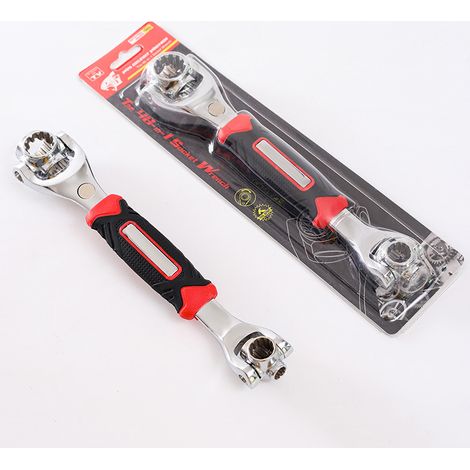 Clé à molette multifonction 48 en 1 tête double rotation 360° forme os pour réparation, 48 fonctions non magnétique (emballage blister) (1/3)