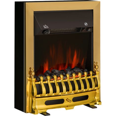 HOMCOM Electric Fireplace 1 & 2KW LED Fire Flame for Living Room Golden (1/5)