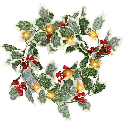 Guirnalda de luces navideñas de 2 m con 20 LED, color rojo bayas, con control remoto para interiores y exteriores, ideal para fiestas navideñas, de Año Nuevo, para el hogar, el dormitorio o el jardín. (1/5)