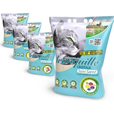 Litière Silice Chat 4 × 4 L Suivi Santé Couleur Urine Ultra Absorbante 30 J Contrôle Odeurs sans Poussière Grain Fin Facile à Nettoyer (1/4)