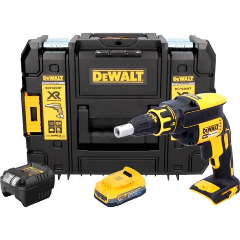 DeWalt DCF 620 E1T Akku Trockenbauschrauber 18 V 30 Nm Brushless + 1x Powerstack Akku 1,7 Ah + Ladegerät + TSTAK (1/5)