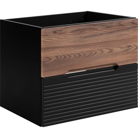 Meuble de salle de bain sous vasque suspendu AVELLA noyer et noir 60 cm