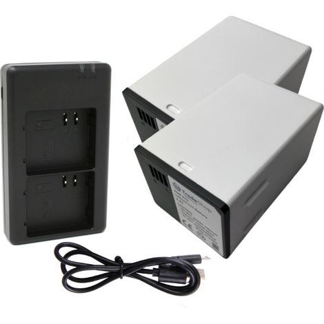 Trade-Shop 3in1 Set: 2x Akku (15000mAh) + USB Doppel Dual Schnell-Ladegerät für 2 Akkus kompatibel mit Arlo Pro 4, Pro 4X, Pro 4 XL, Pro 4 XL HDR (1/5)
