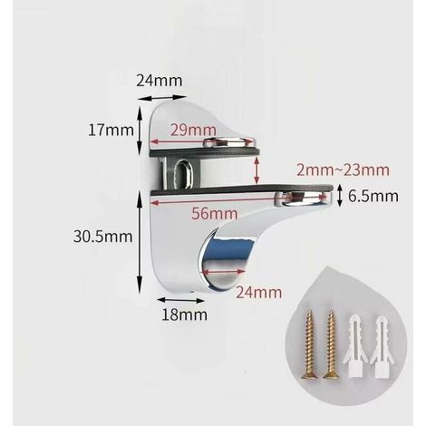 4 Pièces Support de Tablette en Verre,Réglables Alliage de Zinc Poli Salle de Bains Étagère en Verre pour Le Verre Et Les Planchers En Bois Jusqu'À 3-20 mm D'Épaisseur Max (1/4)