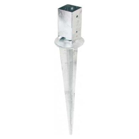 Sud Bois – Support pied de poteau à enfoncer réglable – Acier galvanisé – Hauteur 750 mm – Fixation 4 trous diamètre 10 mm – Dimensions 71x71 mm
