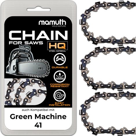 3x Chaîne de tronçonneuse 40cm 1,1mm 3,8" 57TG pour Green Machine 41 (1/4)