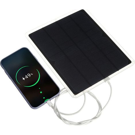 20W DC 5V Monocrystalline Solar Panel Charger with USB and Type-C Output Ports for Outdoor Camping, Hiking, and Travel (1/5)