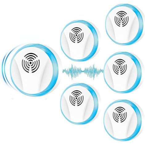 Répulsif Antiparasitaire à Ultrasons 6 Pack, Plug in Appareil Ultrason Souris, Non-Toxique, Antiparasitaire pour Moustiques, Souris, Araignées, Cafards, Mouches (1/5)