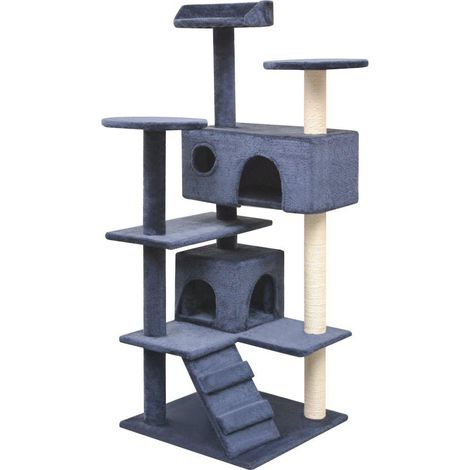 Tiragraffi albero per gatti cuccia per gatti giocattolo peluche sisal 125 cm blu scuro 3702227