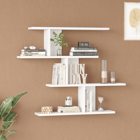 Scaffale da Parete Hökkomi Libreria da Muro 78 x 99 x 15 cm Bianco [en.casa] (1/4)