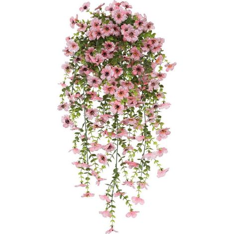 Bouquet artificiel de violettes 76 cm – Suspension murale réaliste, durable et anti-UV pour maison et jardin,Rose (1/5)