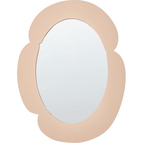 Specchio da parete decorativo in MDF forma ovale irregolare beige Alvena